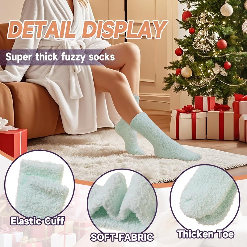 AMENLAN Store Women Fuzzy Slipper Socks Winter Microfiber Soft Cozy Plush Fluffy Socks Warm Comfy Thermal Home Sleeping Socks - Image 3